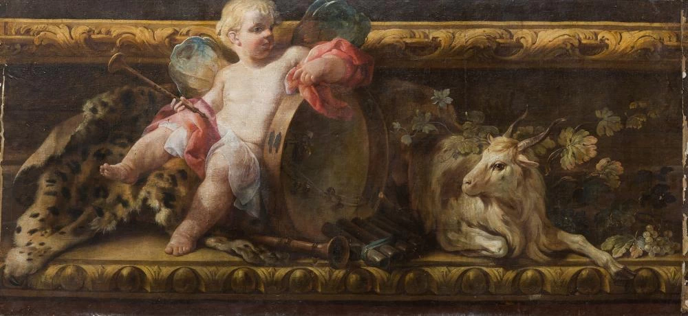 Piccolo angelo con strumenti musicali